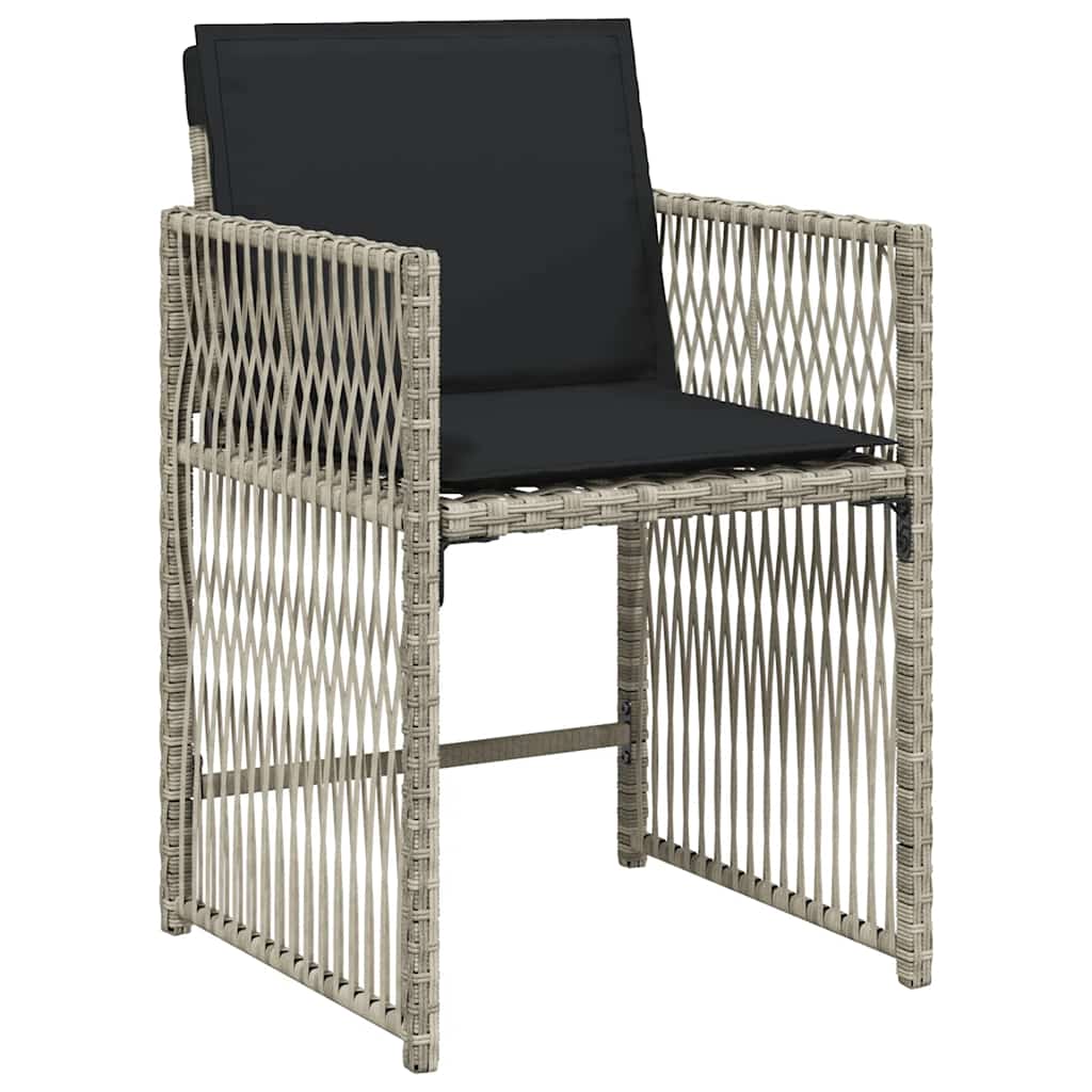 11-tlg. Garten-Essgruppe mit Kissen Hellgrau Poly Rattan
