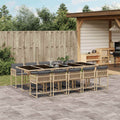 11-tlg. Garten-Essgruppe mit Kissen Beigemischung Poly Rattan