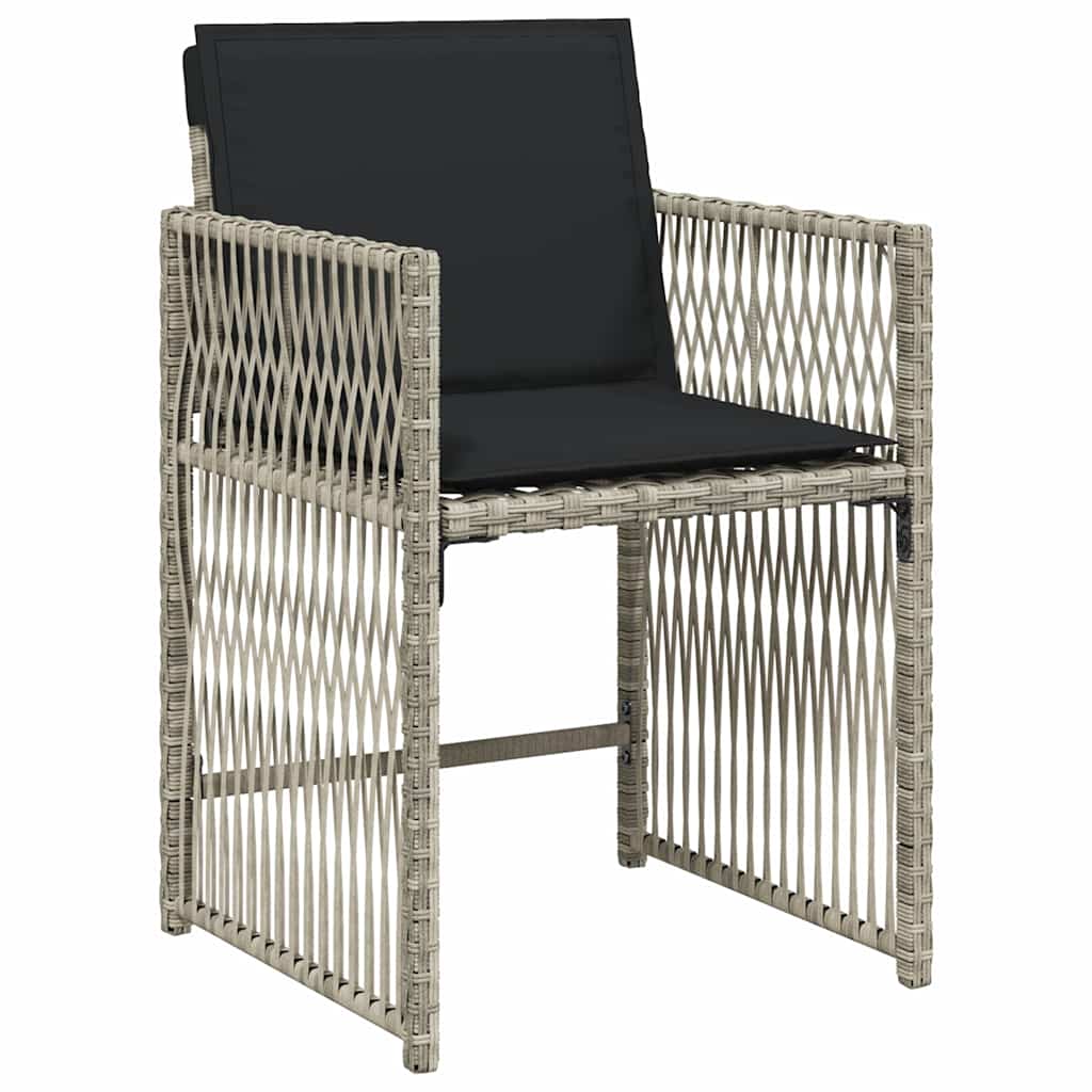 13-tlg. Garten-Essgruppe mit Kissen Hellgrau Poly Rattan