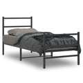 Bettgestell mit Kopf- und Fußteil Metall Schwarz 80x200 cm