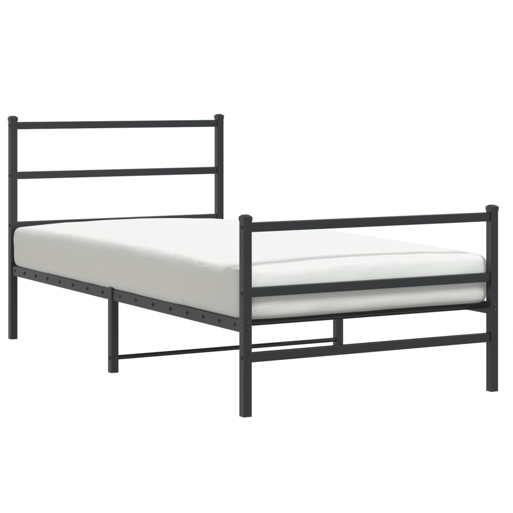 Bettgestell mit Kopf- und Fußteil Metall Schwarz 100x190 cm