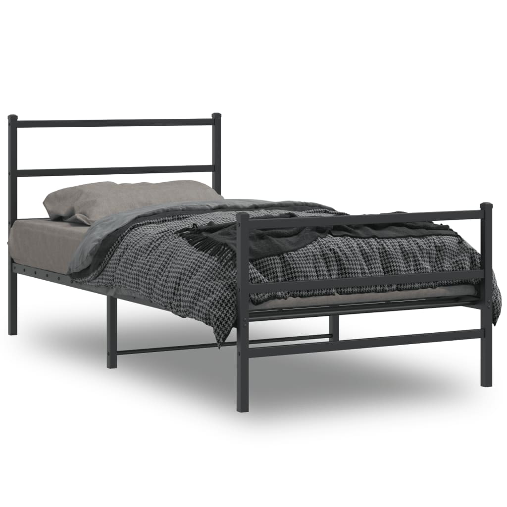 Bettgestell mit Kopf- und Fußteil Metall Schwarz 100x200 cm