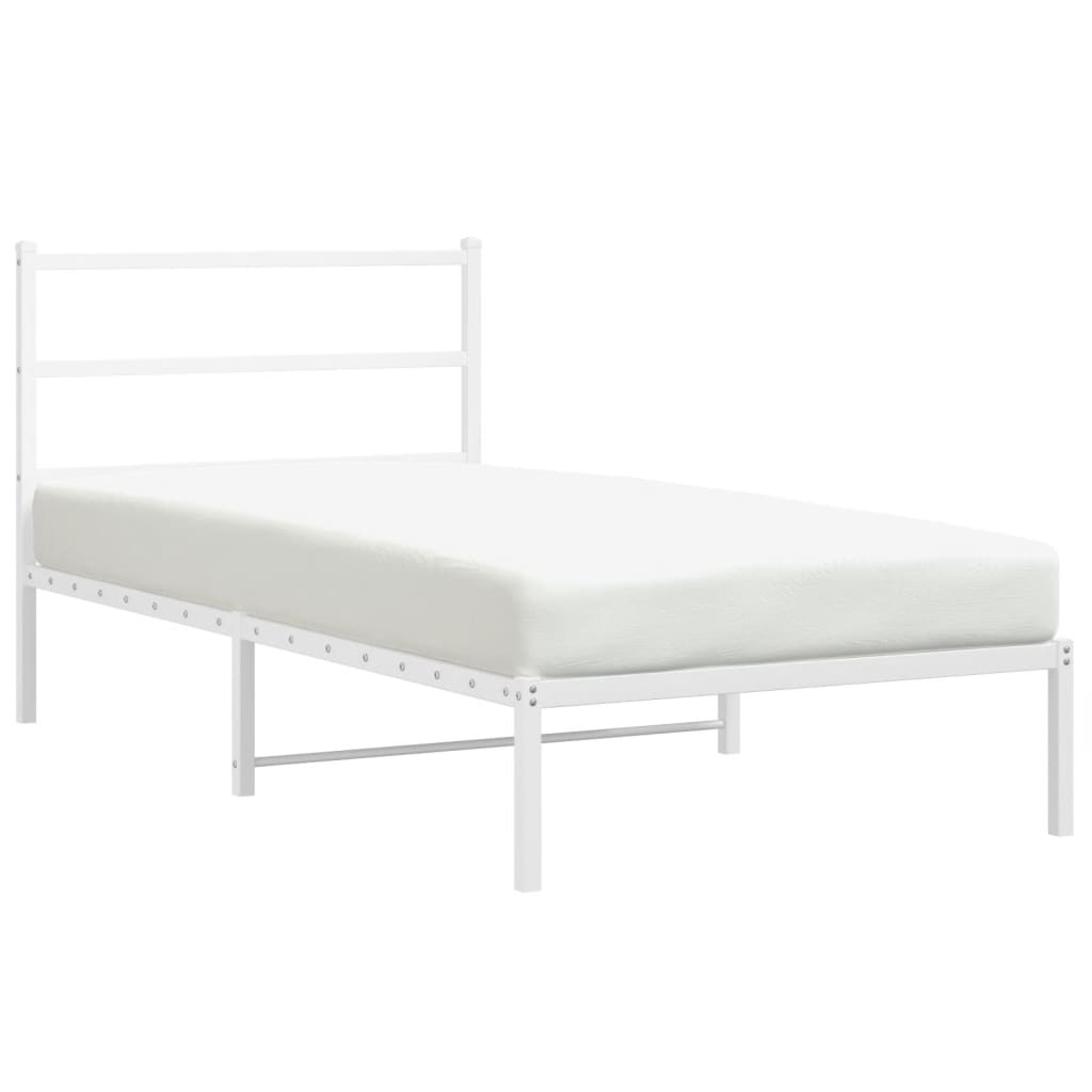 Bettgestell mit Kopfteil Metall Weiß 100x200 cm