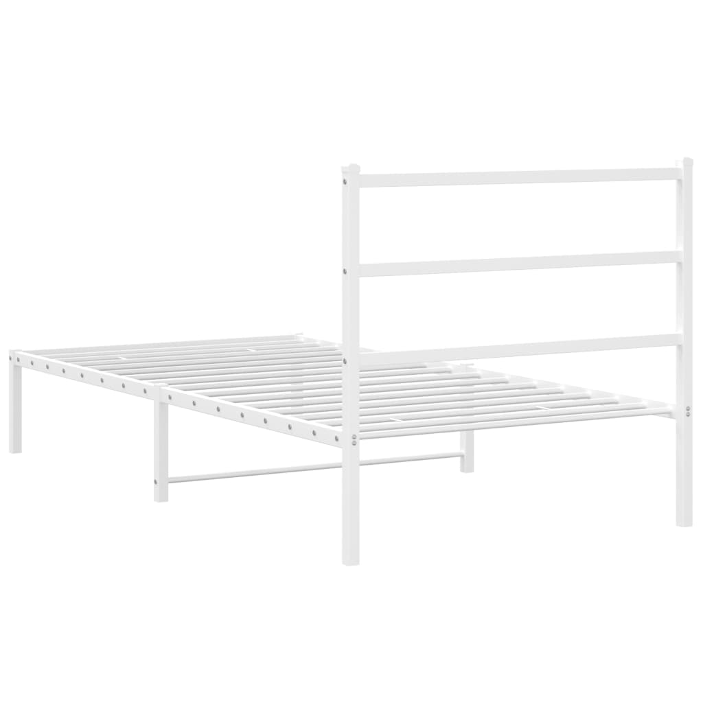 Bettgestell mit Kopfteil Metall Weiß 100x200 cm