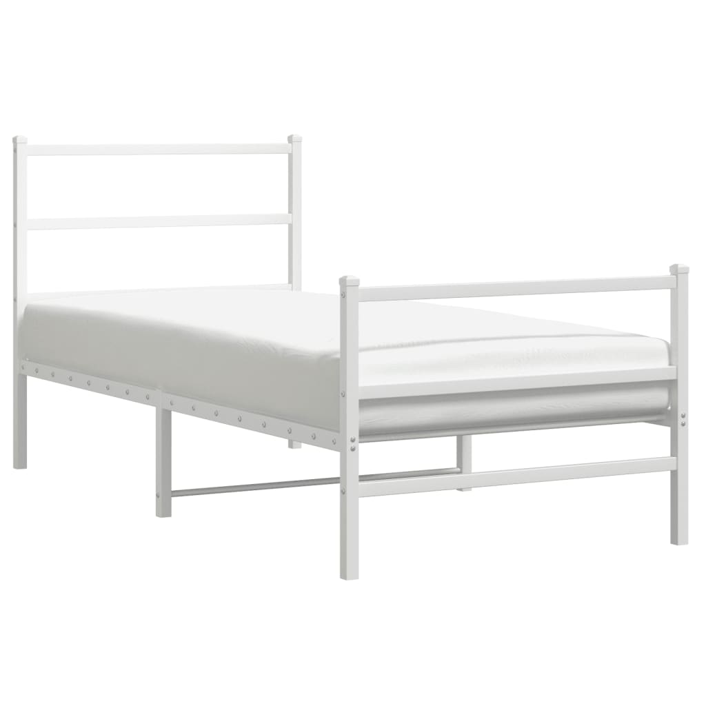 Bettgestell mit Kopf- und Fußteil Metall Weiß 90x190 cm