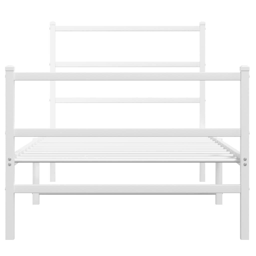Bettgestell mit Kopf- und Fußteil Metall Weiß 90x190 cm