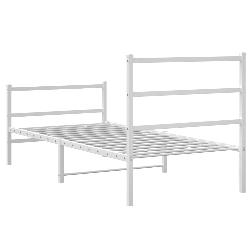 Bettgestell mit Kopf- und Fußteil Metall Weiß 90x190 cm