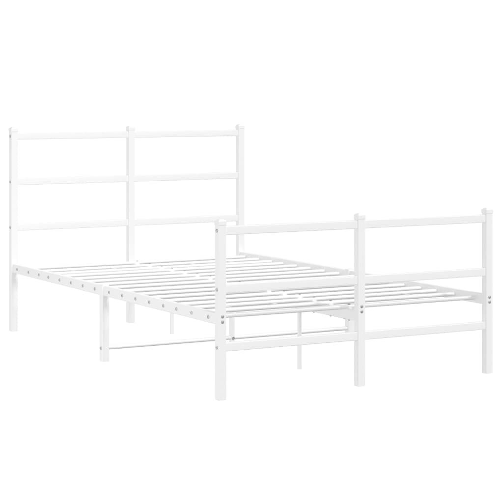 Bettgestell mit Kopf- und Fußteil Metall Weiß 120x200 cm