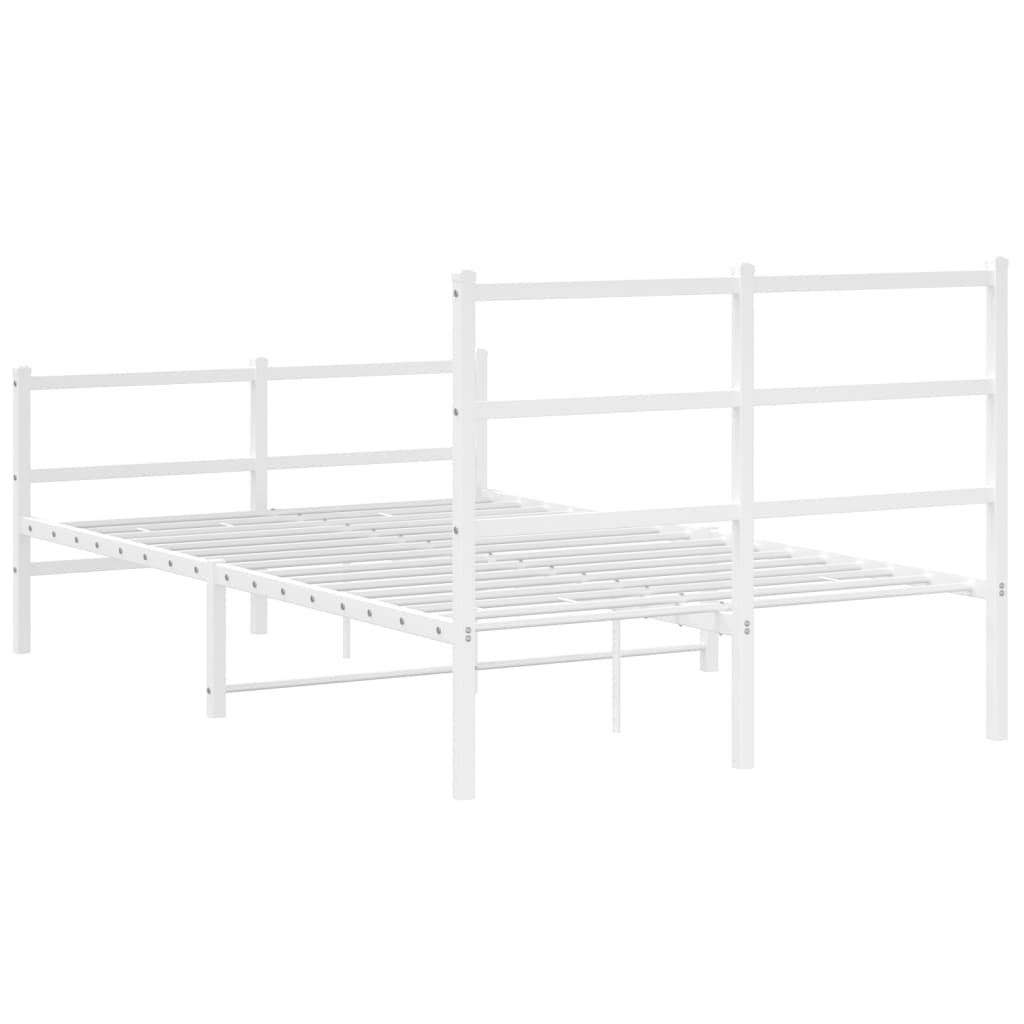 Bettgestell mit Kopf- und Fußteil Metall Weiß 120x200 cm