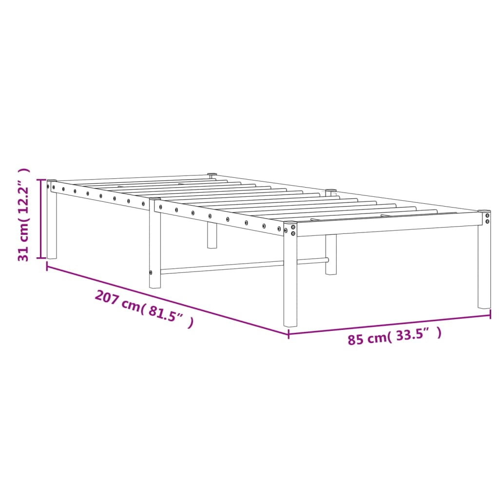 Bettgestell Metall Schwarz 80x200 cm