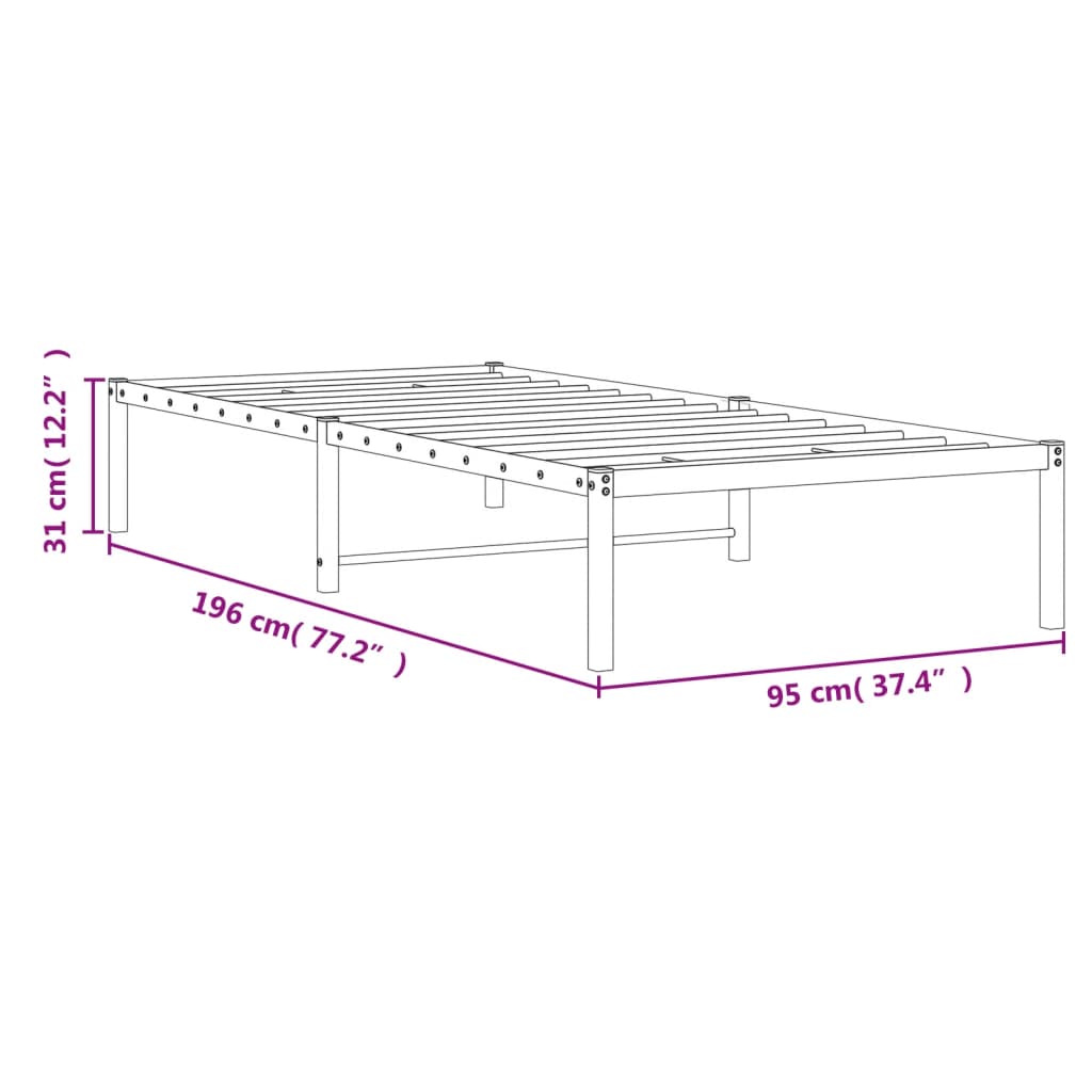 Bettgestell Metall Schwarz 90x190 cm