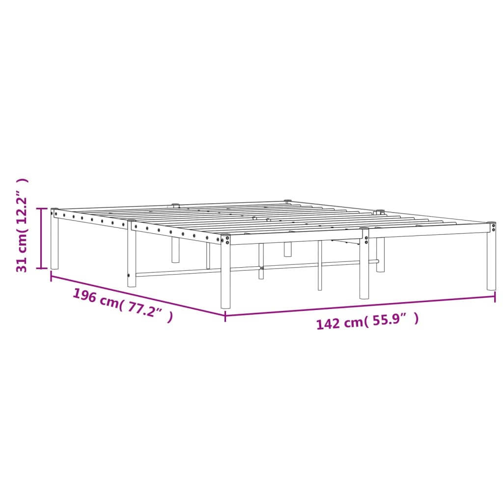 Bettgestell Metall Schwarz 135x190 cm