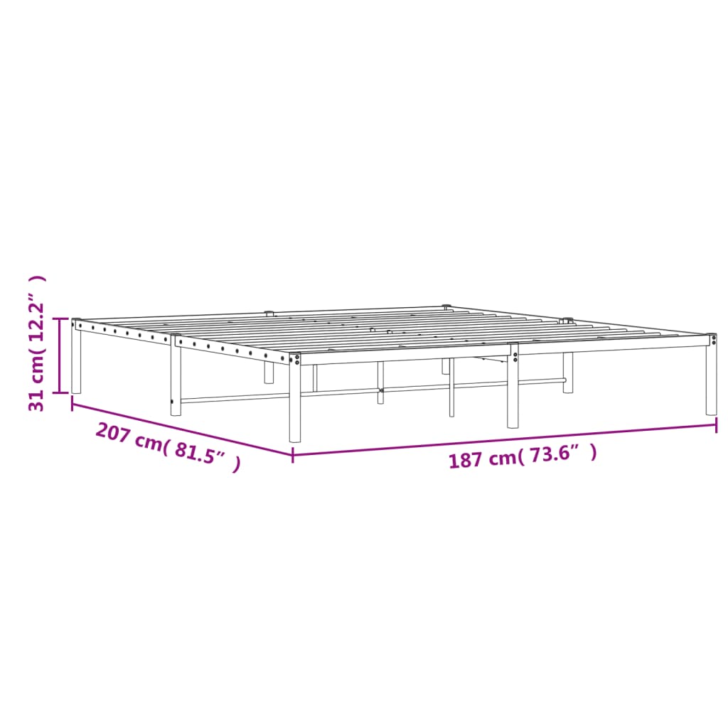 Bettgestell Metall Schwarz 180x200 cm