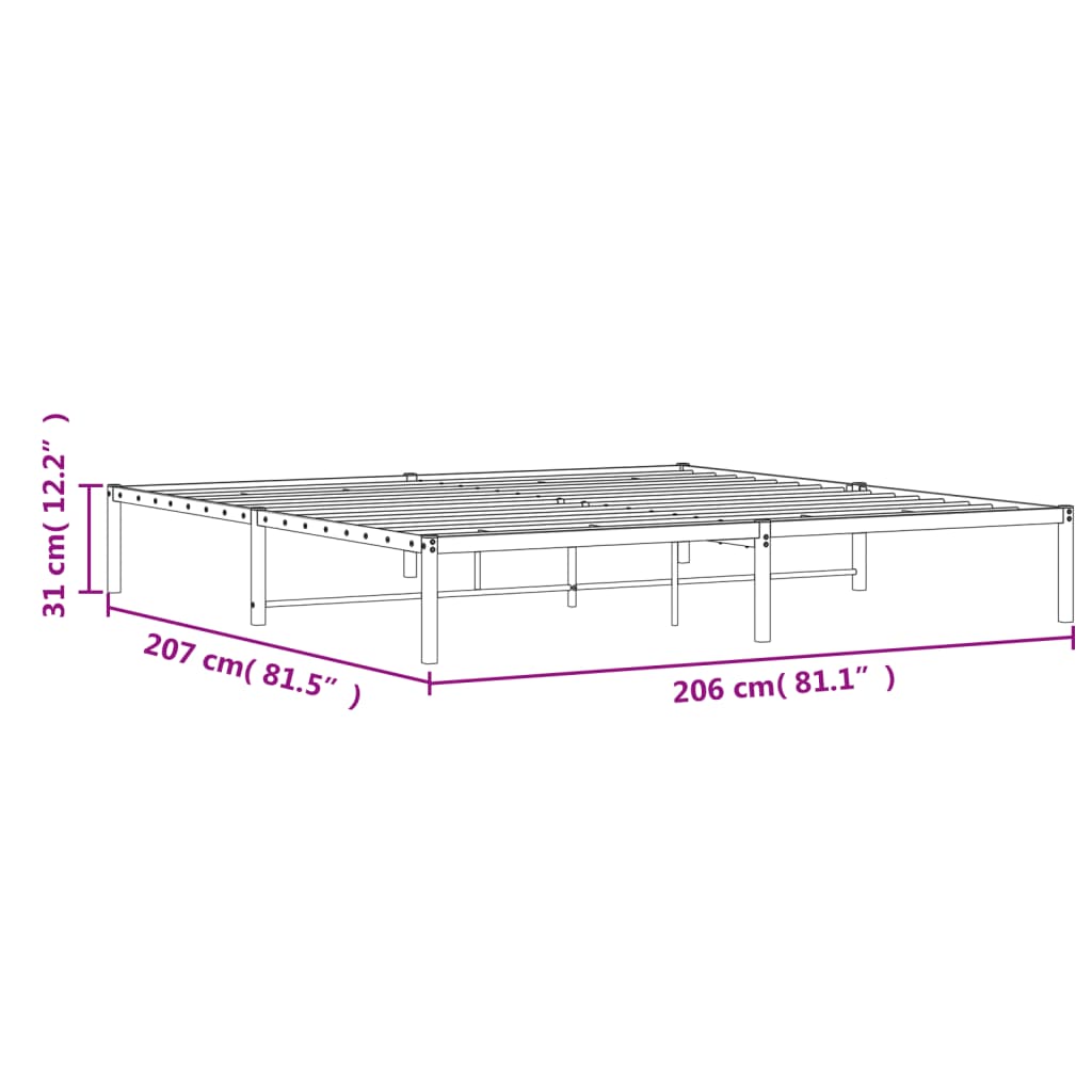 Bettgestell Metall Schwarz 200x200 cm