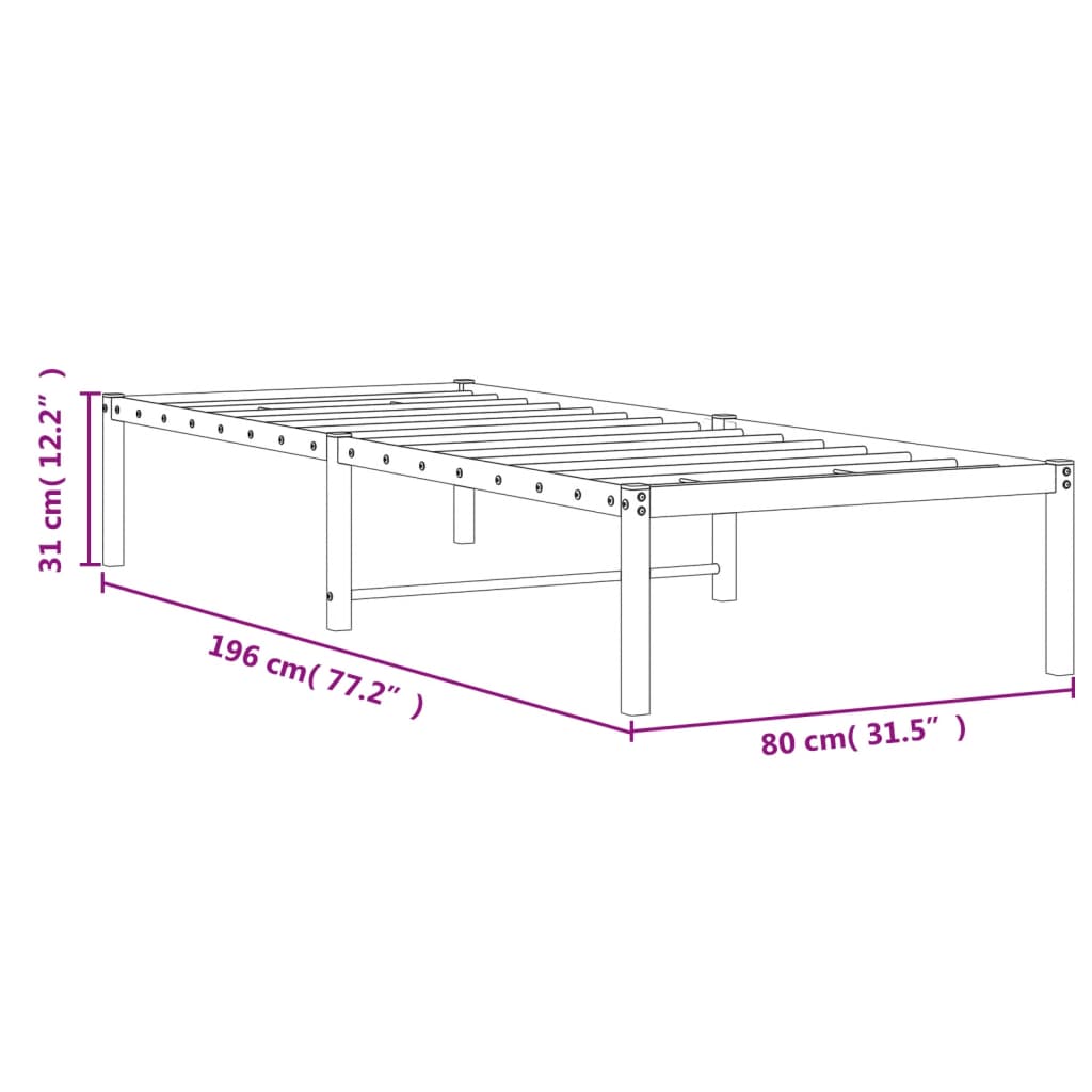 Bettgestell Metall Weiß 75x190 cm