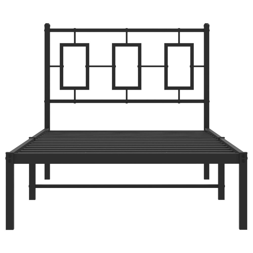 Bettgestell mit Kopfteil Metall Schwarz 90x190 cm