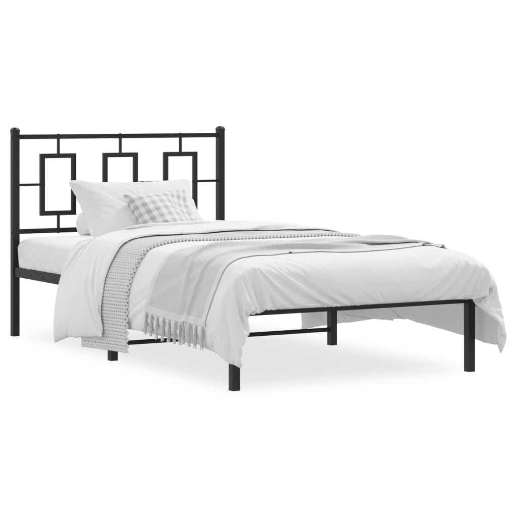 Bettgestell mit Kopfteil Metall Schwarz 100x200 cm