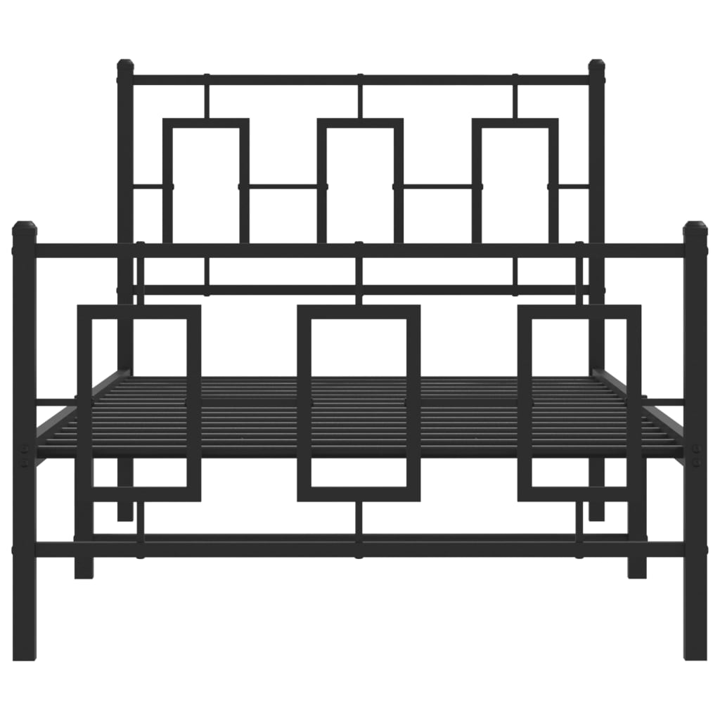 Bettgestell mit Kopf- und Fußteil Metall Schwarz 90x200 cm