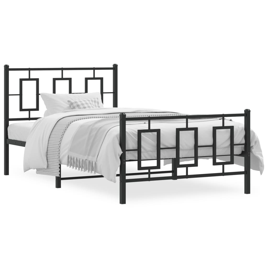 Bettgestell mit Kopf- und Fußteil Metall Schwarz 100x200 cm