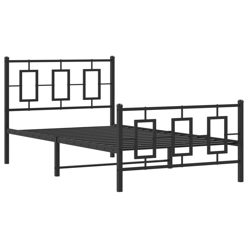 Bettgestell mit Kopf- und Fußteil Metall Schwarz 100x200 cm