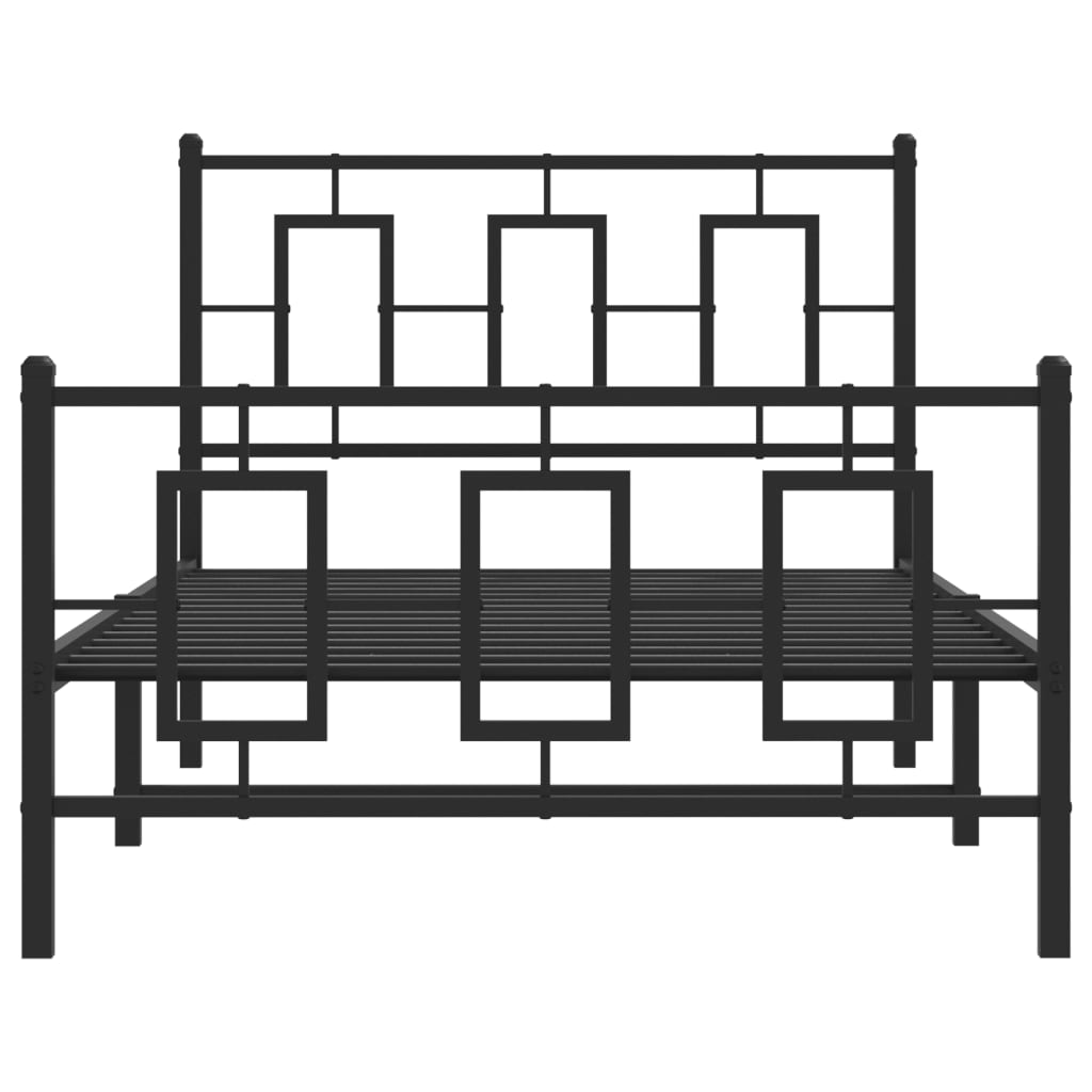 Bettgestell mit Kopf- und Fußteil Metall Schwarz 100x200 cm