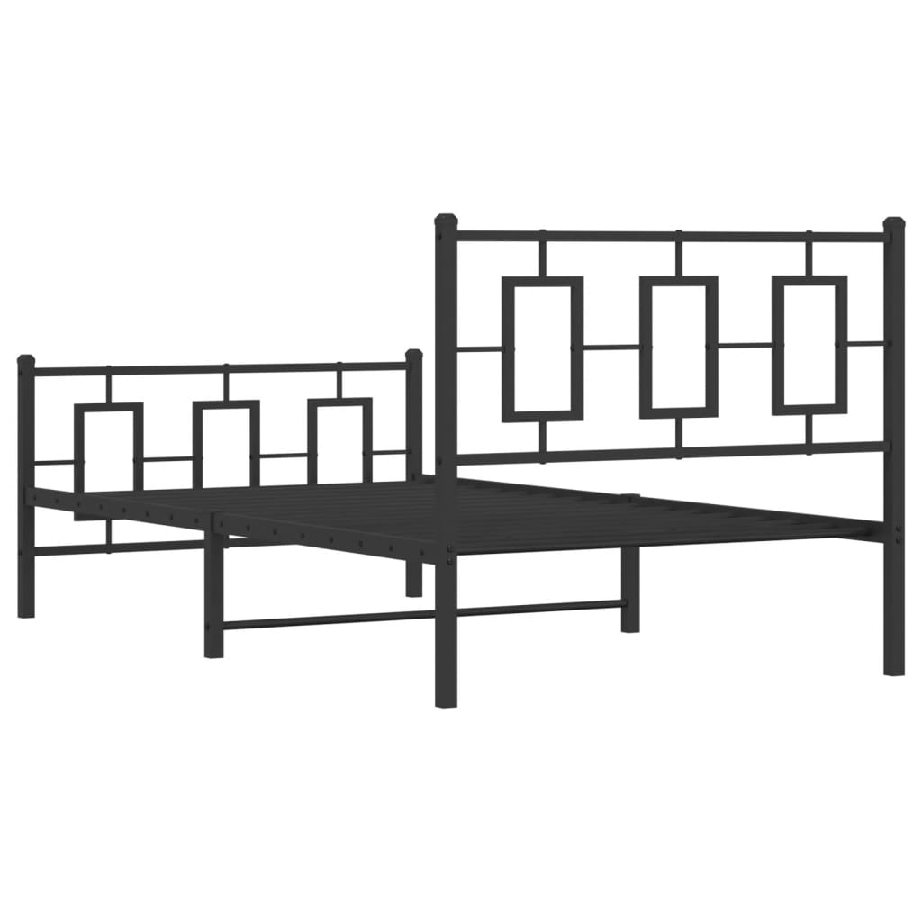 Bettgestell mit Kopf- und Fußteil Metall Schwarz 100x200 cm