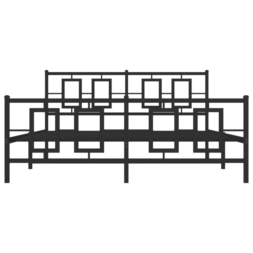 Bettgestell mit Kopf- und Fußteil Metall Schwarz 150x200 cm