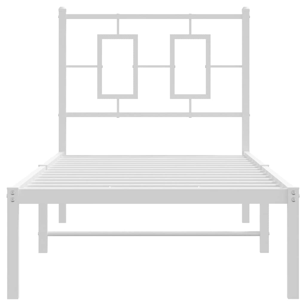 Metallbett ohne Matratze mit Kopfteil Weiß 75x190 cm