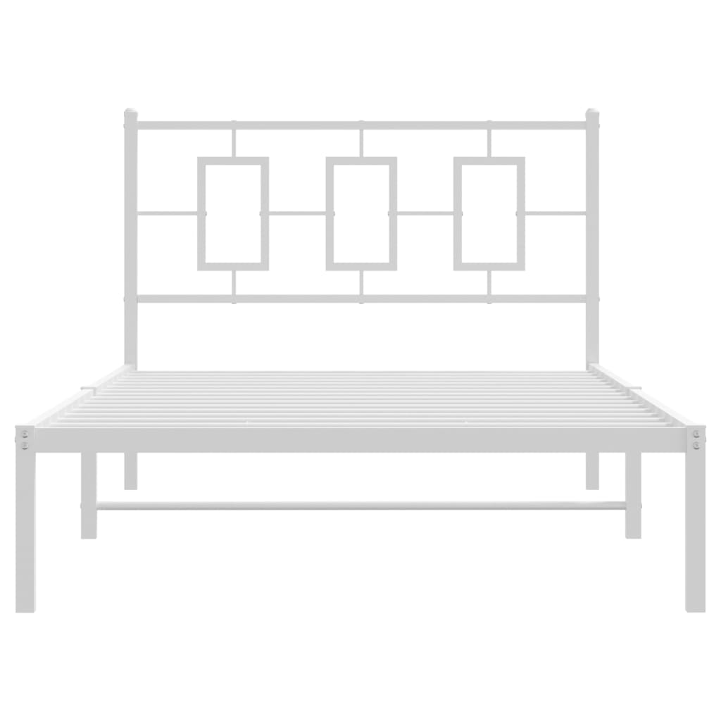 Bettgestell mit Kopfteil Metall Weiß 107x203 cm