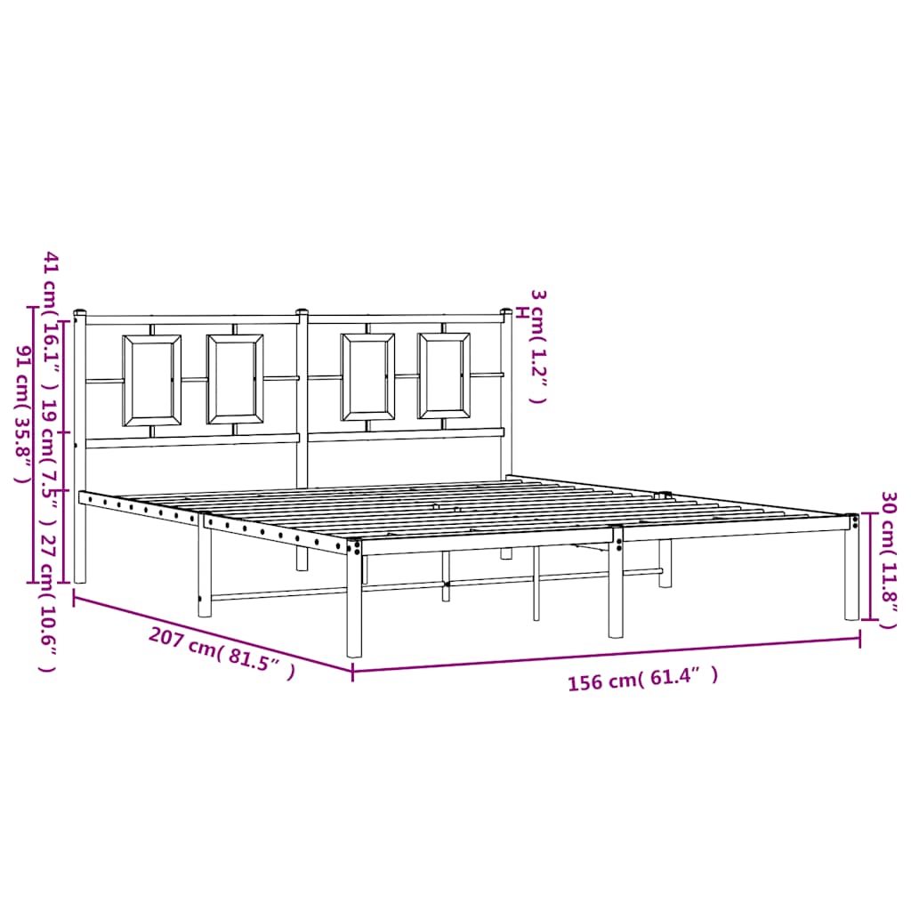Bettgestell mit Kopfteil Metall Weiß 150x200 cm