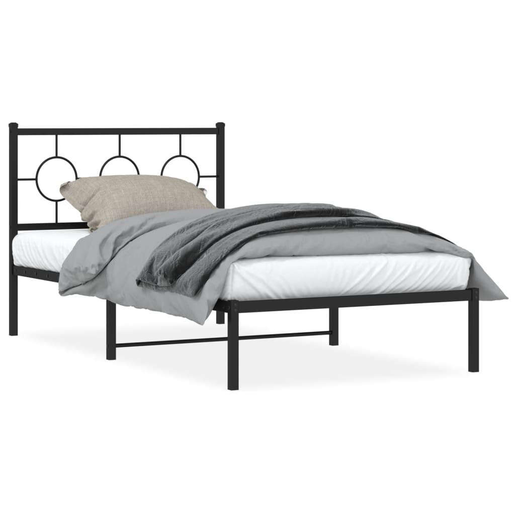 Bettgestell mit Kopfteil Metall Schwarz 100x200 cm