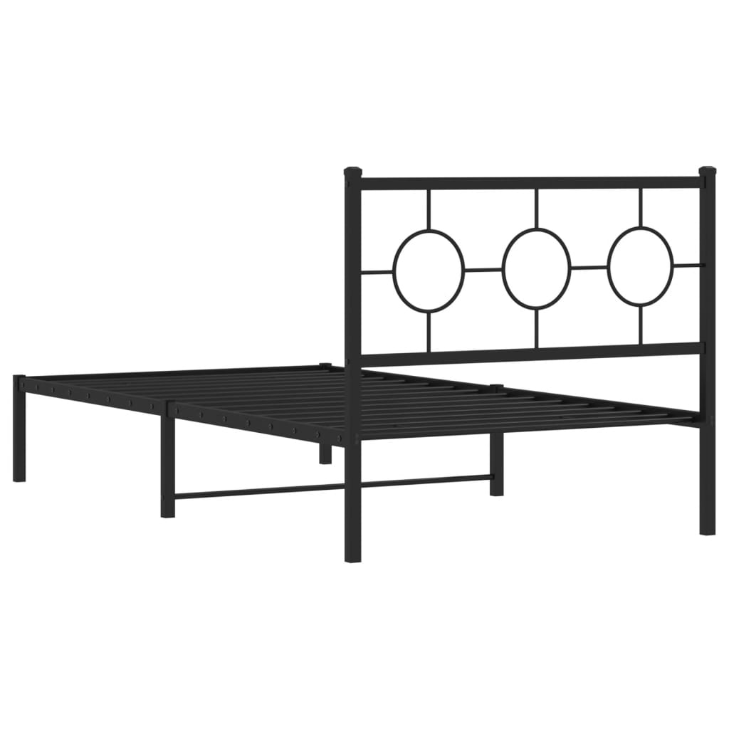 Bettgestell mit Kopfteil Metall Schwarz 100x200 cm