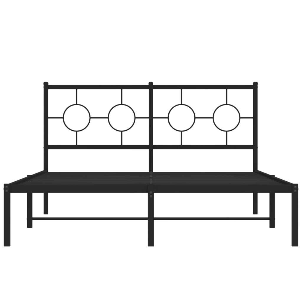 Bettgestell mit Kopfteil Metall Schwarz 140x190 cm