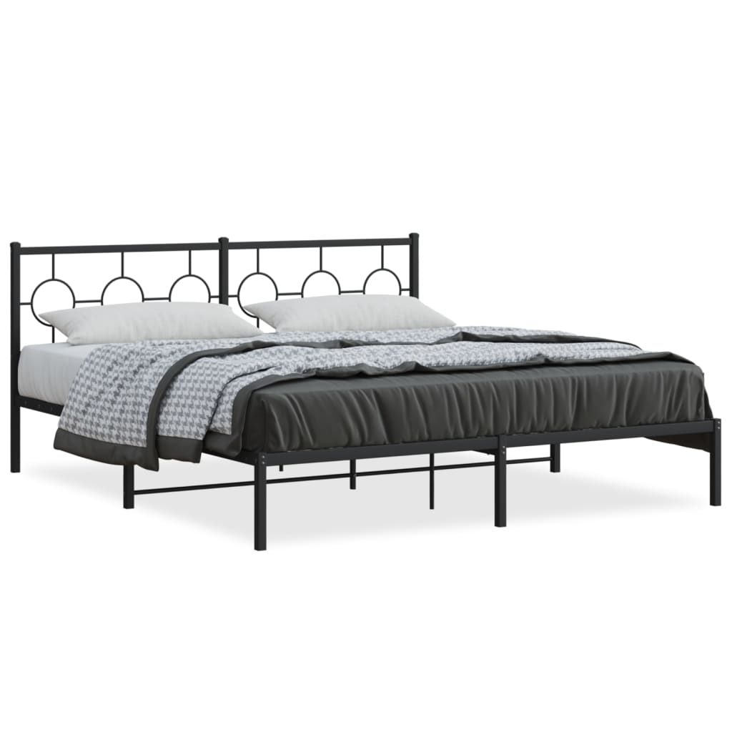 Bettgestell mit Kopfteil Metall Schwarz 180x200 cm