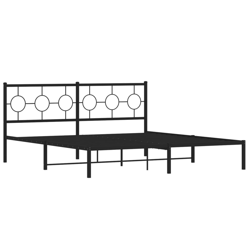 Bettgestell mit Kopfteil Metall Schwarz 180x200 cm