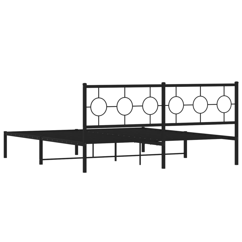 Bettgestell mit Kopfteil Metall Schwarz 180x200 cm