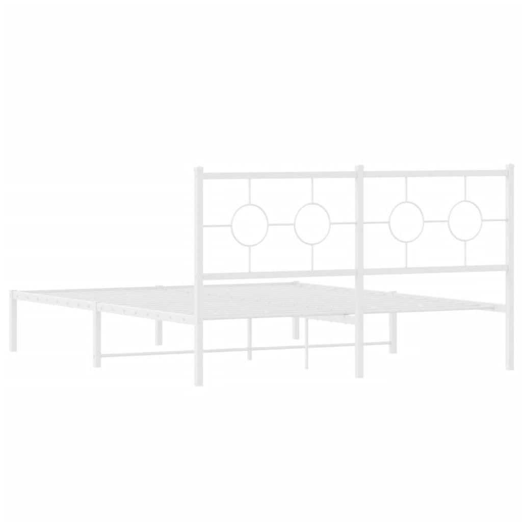Bettgestell mit Kopfteil Metall Weiß 150x200 cm