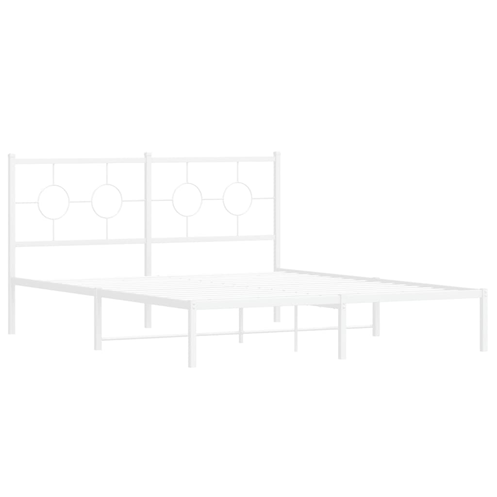 Bettgestell mit Kopfteil Metall Weiß 160x200 cm