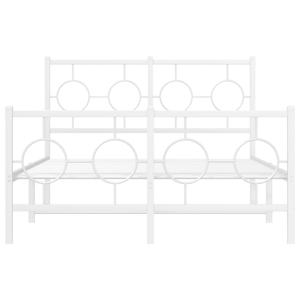 Bettgestell mit Kopf- und Fußteil Metall Weiß 120x200 cm