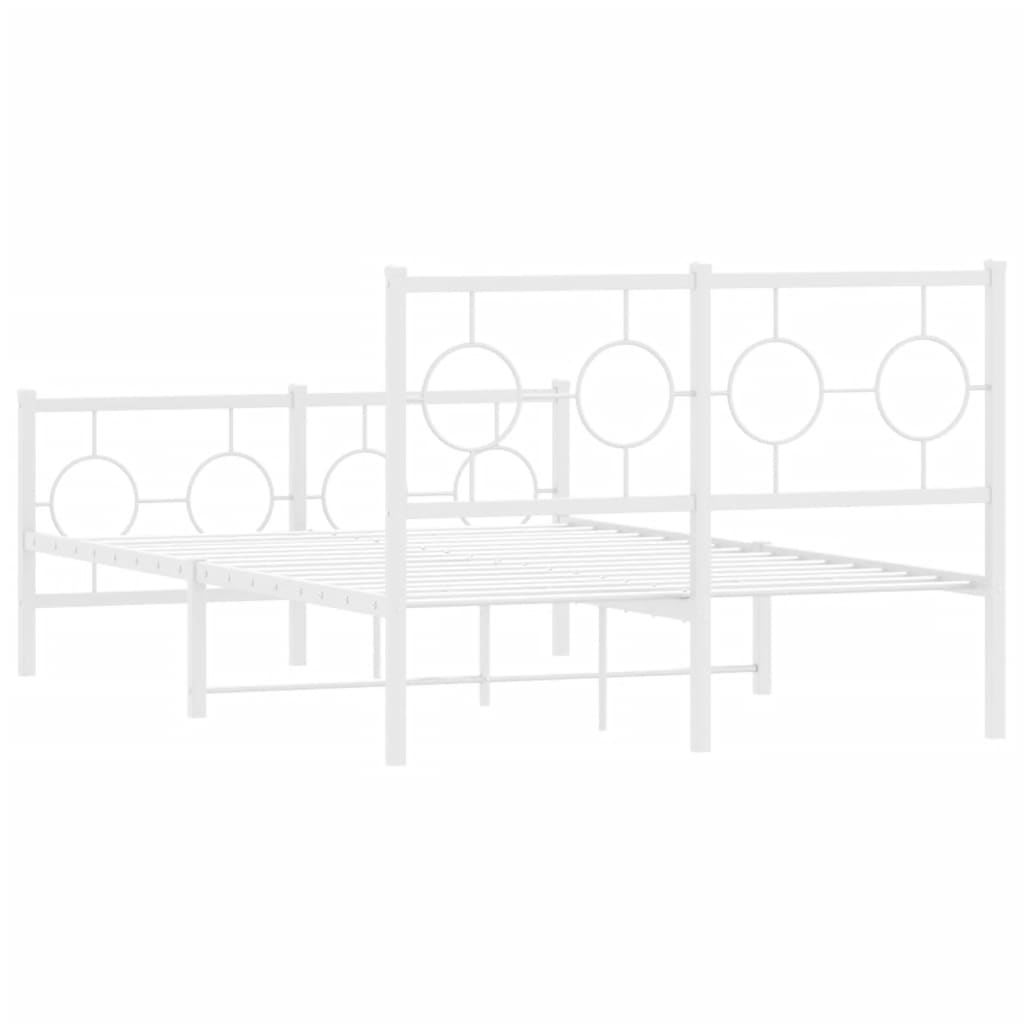 Bettgestell mit Kopf- und Fußteil Metall Weiß 120x200 cm