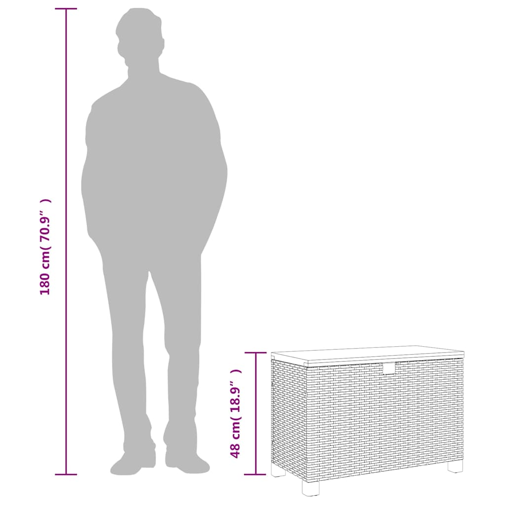 Garten-Auflagenbox Schwarz 80x40x48 cm Poly Rattan Akazienholz