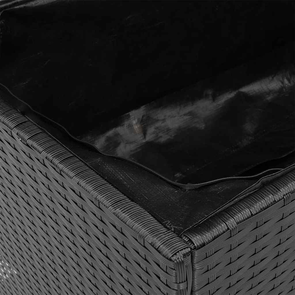 Gartentruhe Schwarz 110x55x63 cm Poly Rattan Akazienholz