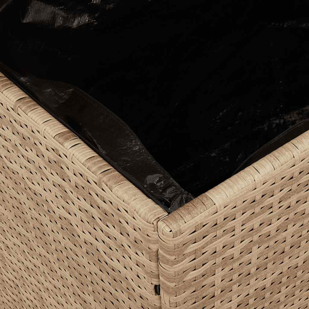 Gartentruhe Beige 110x55x63 cm Poly Rattan Akazienholz