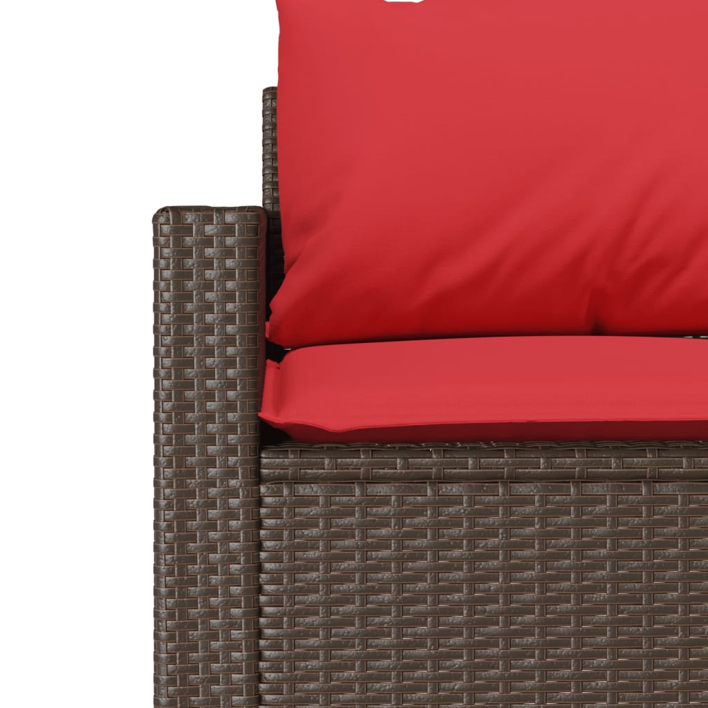 Gartensofa mit Kissen 3-Sitzer Braun Poly Rattan