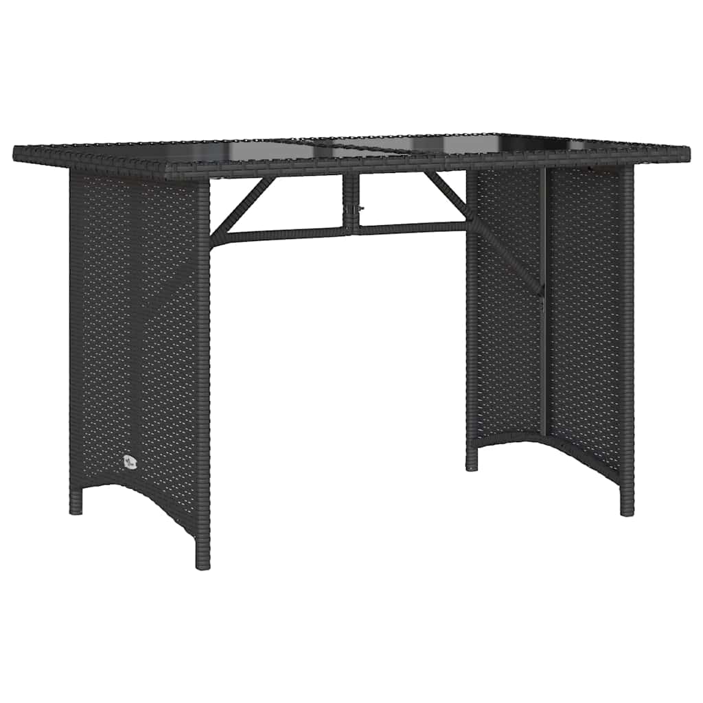 Gartentisch mit Glasplatte Schwarz 110x68x70 cm Poly Rattan