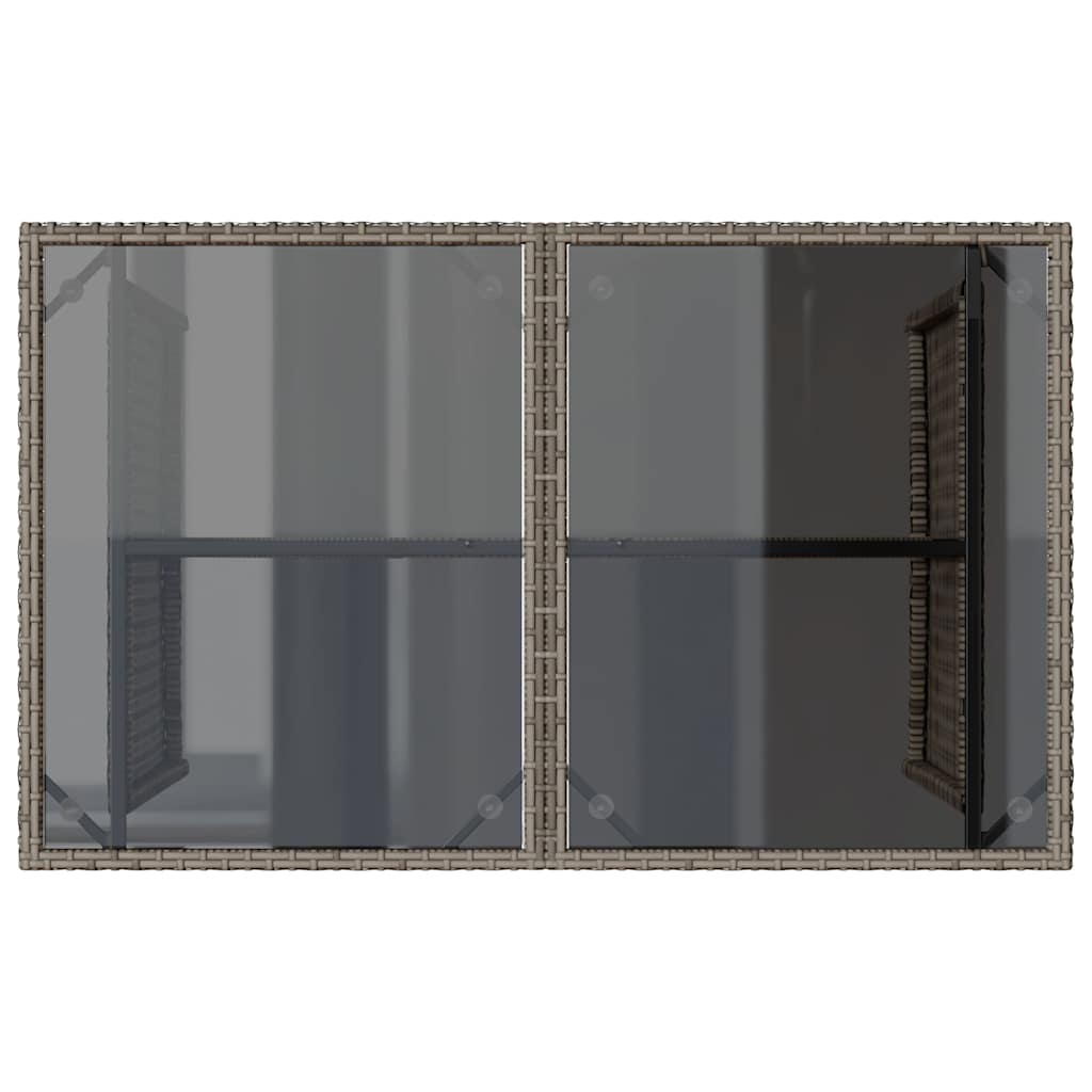 Gartentisch mit Glasplatte Grau 110x68x70 cm Poly Rattan