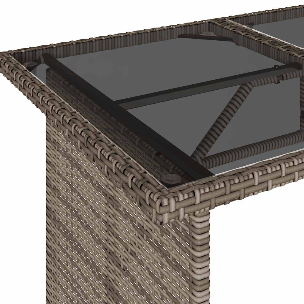 Gartentisch mit Glasplatte Grau 110x68x70 cm Poly Rattan