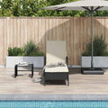 Sonnenliege Schwarz und Cremeweiß 55 x 200 x 92 cm Poly-Rattan