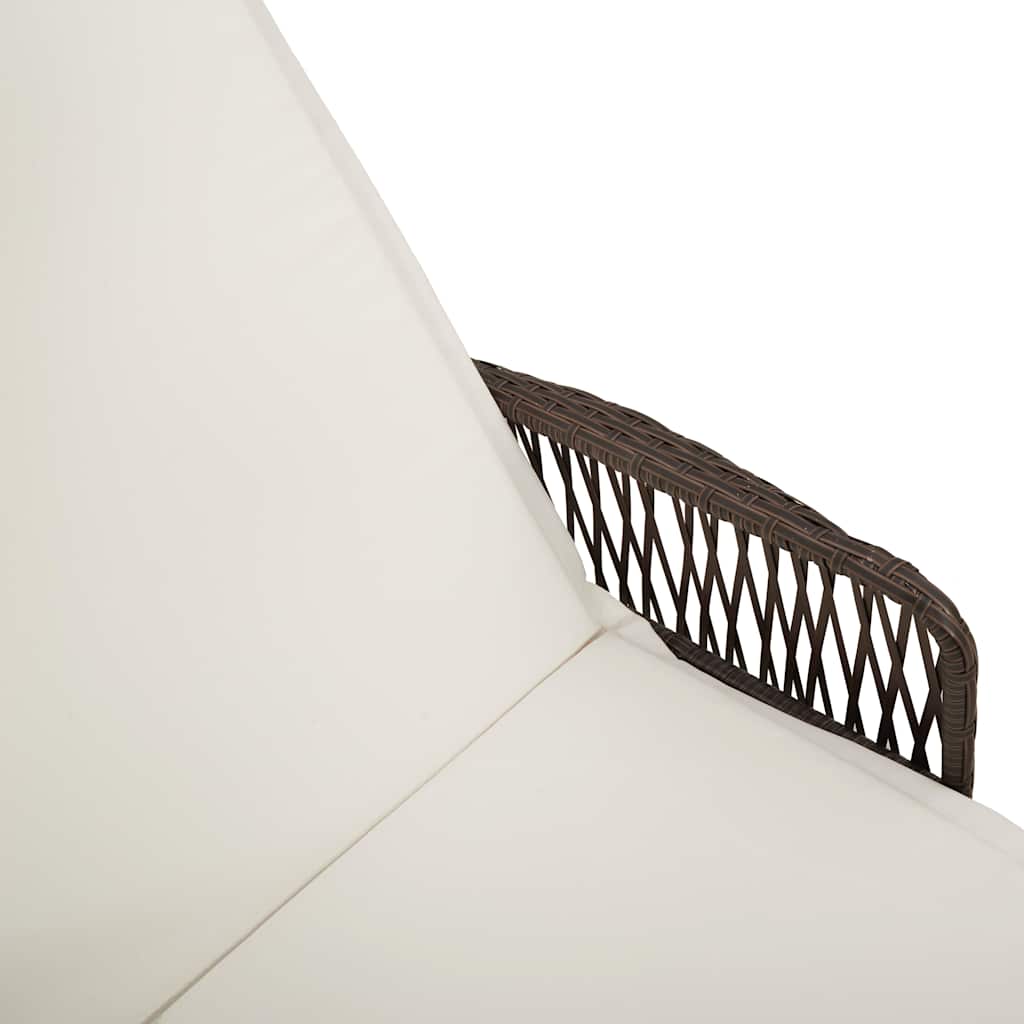 Sonnenliege Braun und Creme Weiß 55 x 200 x 92 cm Poly-Rattan