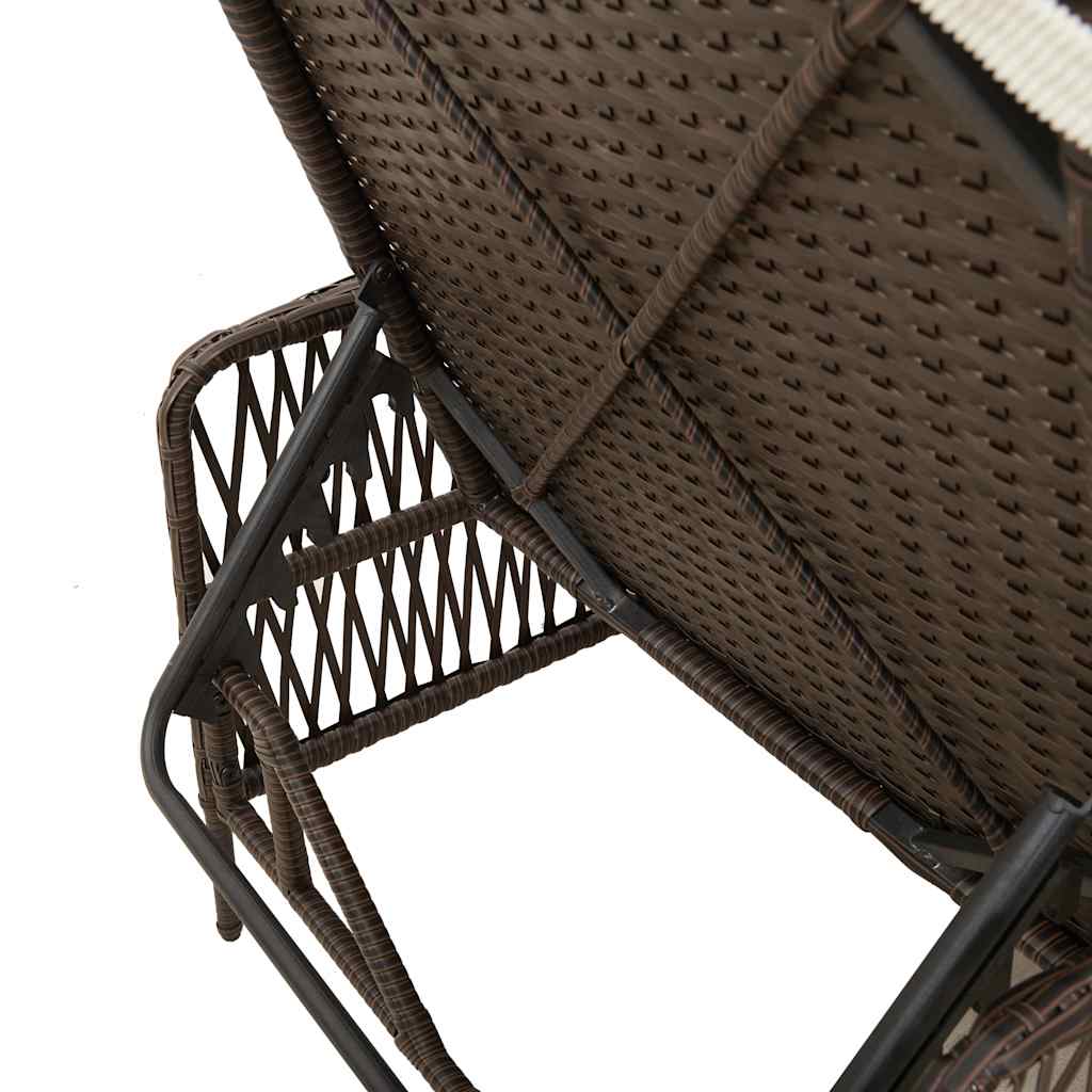 Sonnenliege Braun und Creme Weiß 55 x 200 x 92 cm Poly-Rattan